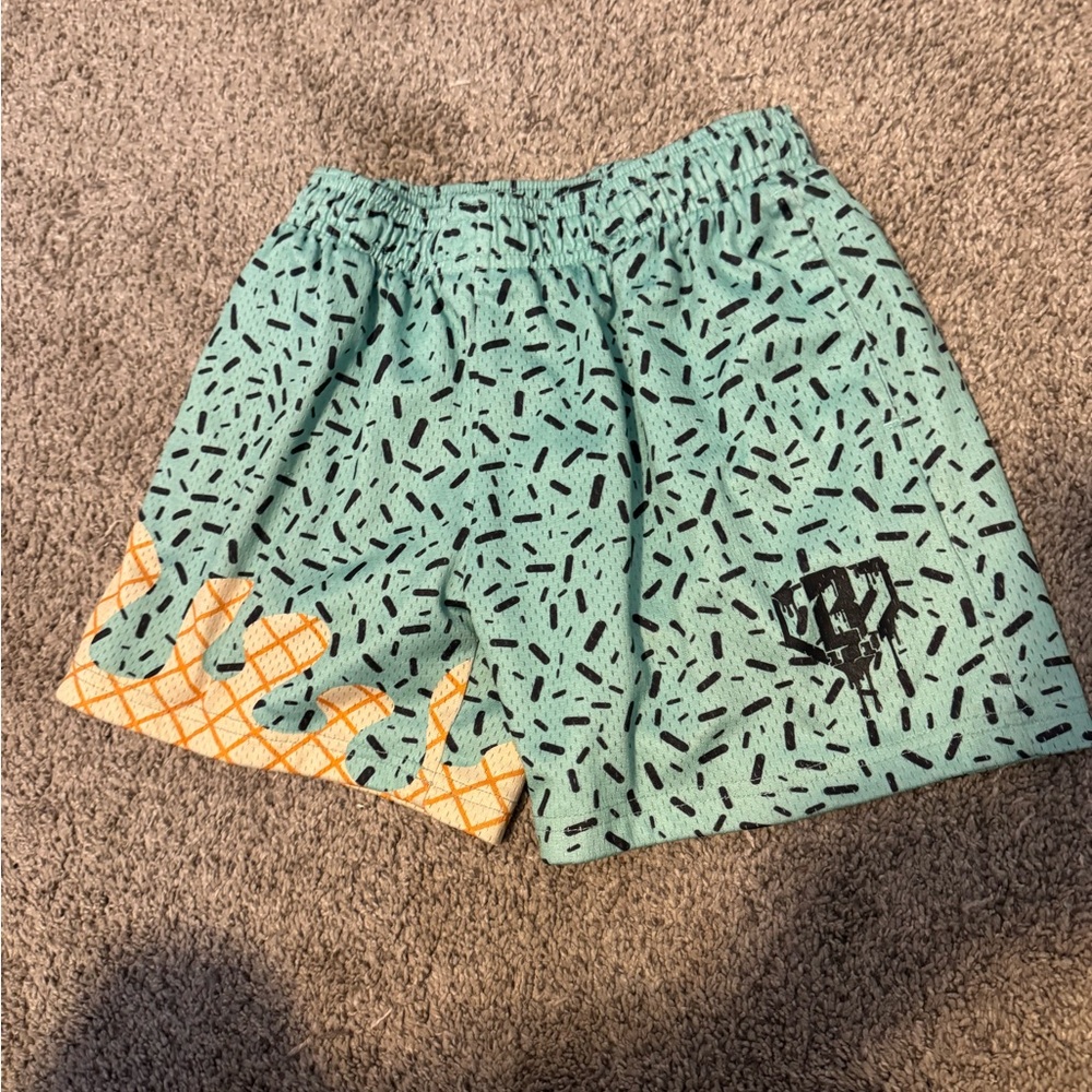 Baseball lifestyle, boys, youth, medium blue ice cream shorts